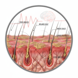 스트레스로 심해진 지루성 두피염 상태