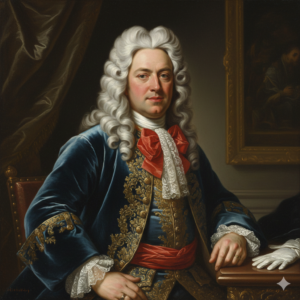 화려한 가발을 쓴 17세기 유럽 귀족의 초상화 (Portrait of a 17th century European aristocrat wearing a flamboyant wig)